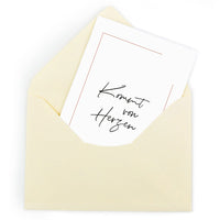 Grußkarte "Kommt von Herzen" mit feinem Briefumschlag als Geschenk