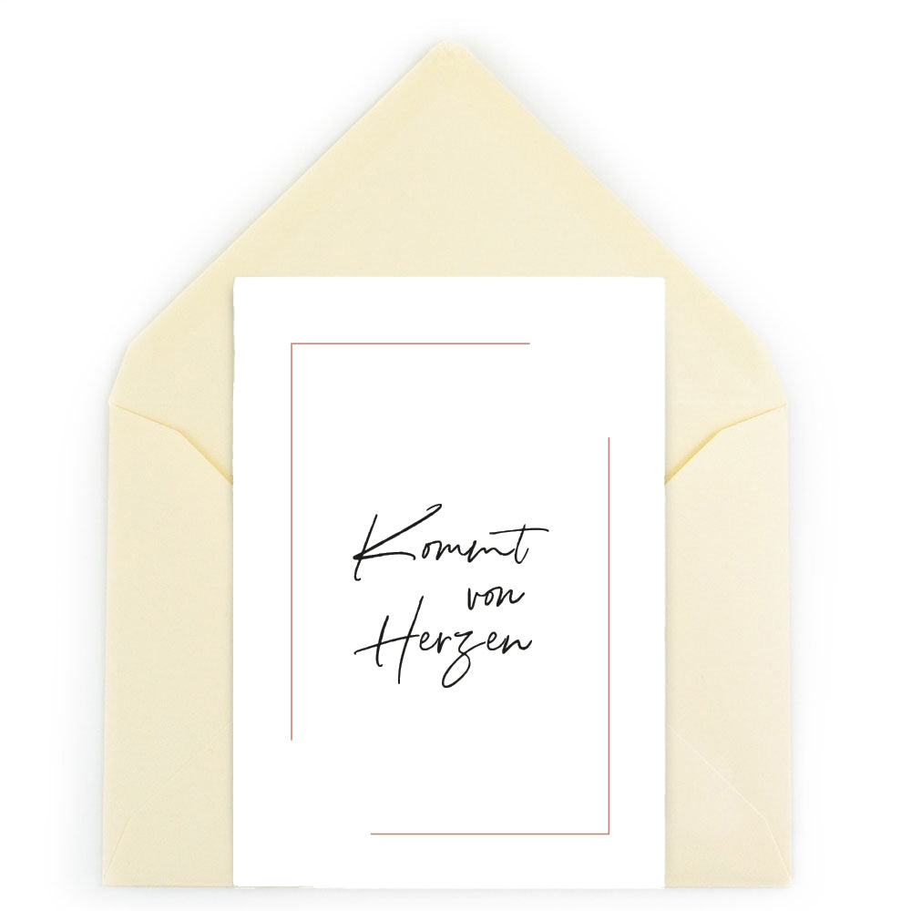 Grußkarte "Kommt von Herzen" mit feinem Briefumschlag als Geschenk