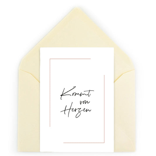 Grußkarte "Kommt von Herzen" mit feinem Briefumschlag als Geschenk