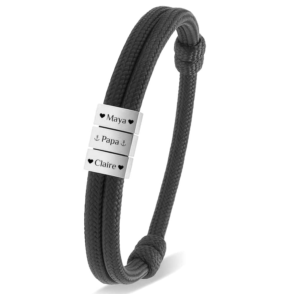 Für Herren: Segeltau Armband #4 mit Wunschgravur