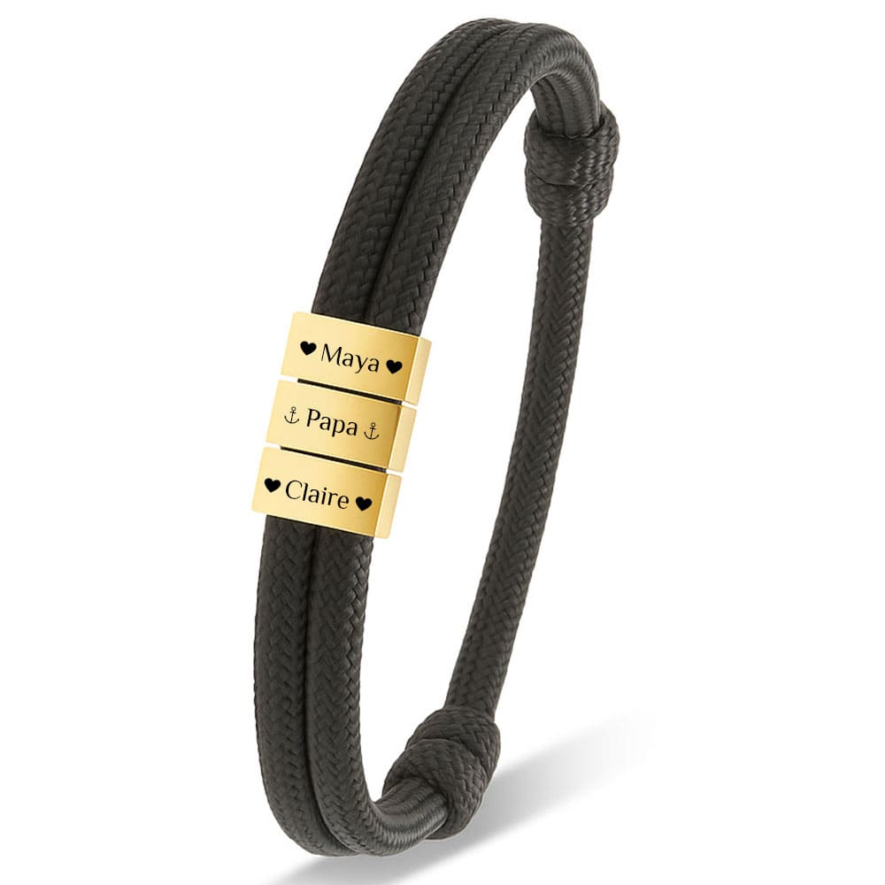 Für Herren: Segeltau Armband #4 mit Wunschgravur