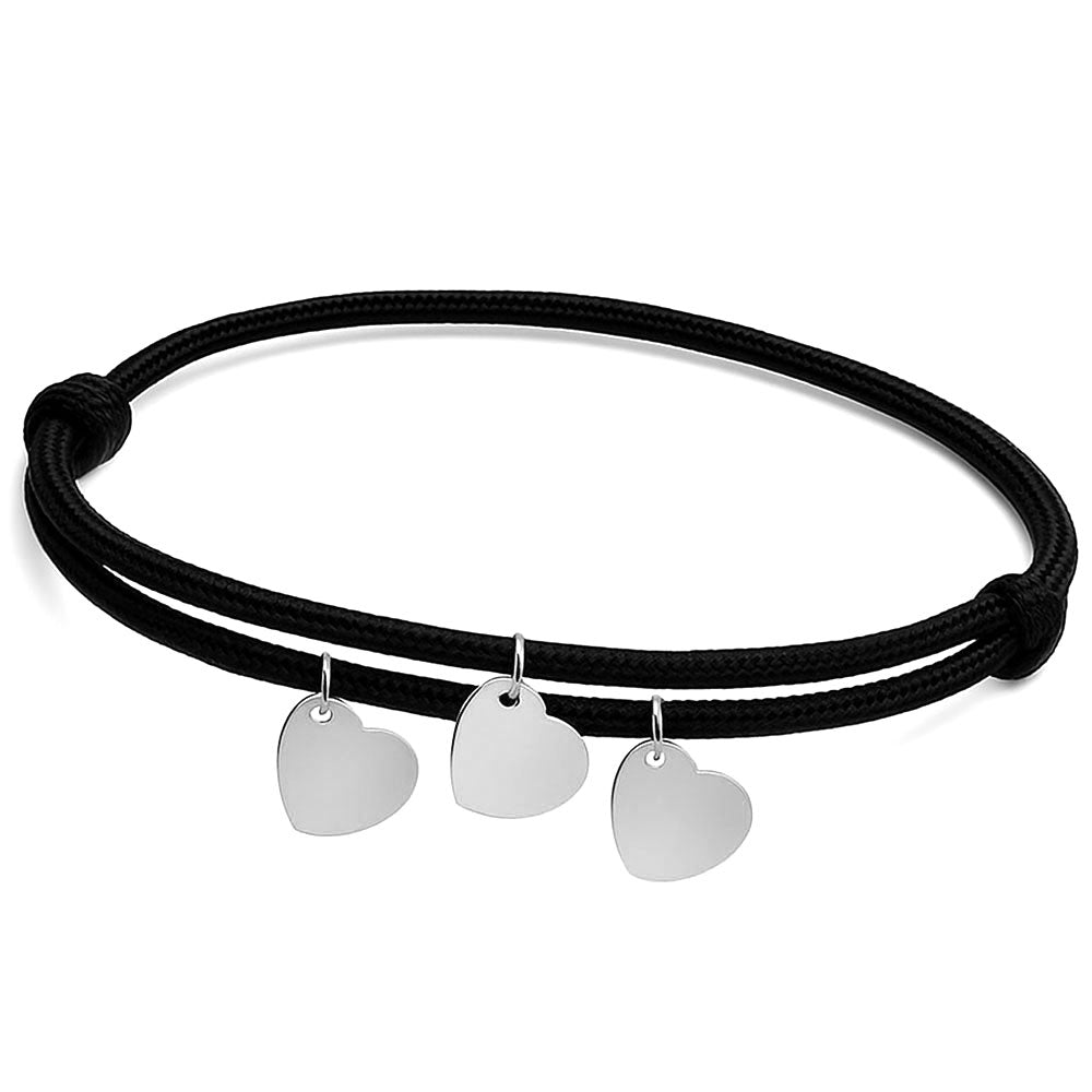 Gravur Armband aus Segeltau "Meine Liebsten" mit personalisierten Herz-Anhängern