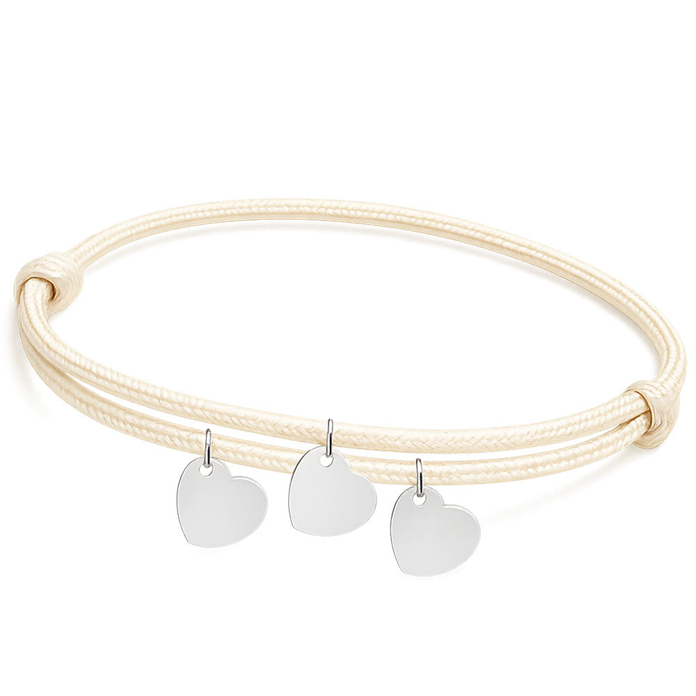 Gravur Armband aus Segeltau "Meine Liebsten" mit personalisierten Herz-Anhängern