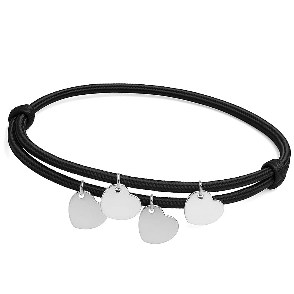 Gravur Armband aus Segeltau "Meine Liebsten" mit personalisierten Herz-Anhängern