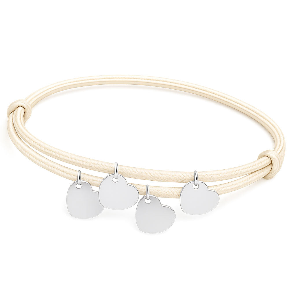 Gravur Armband aus Segeltau "Meine Liebsten" mit personalisierten Herz-Anhängern