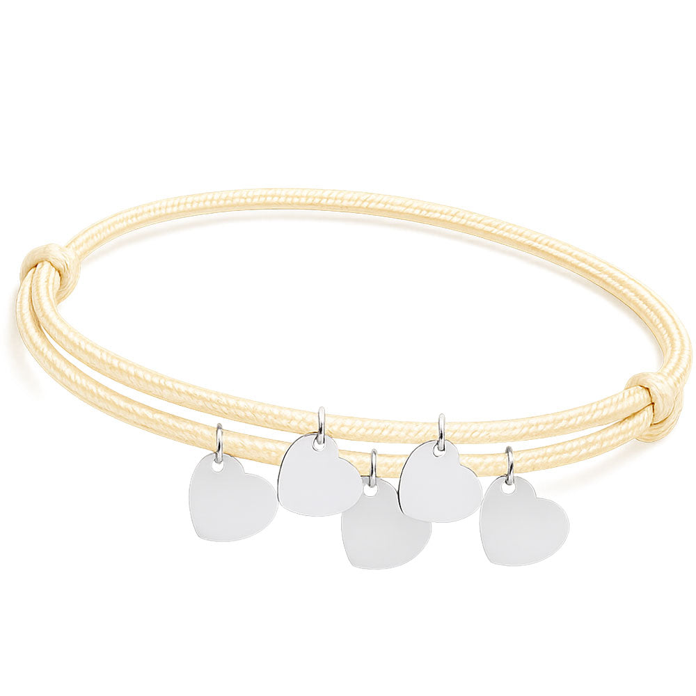 Gravur Armband aus Segeltau "Meine Liebsten" mit personalisierten Herz-Anhängern