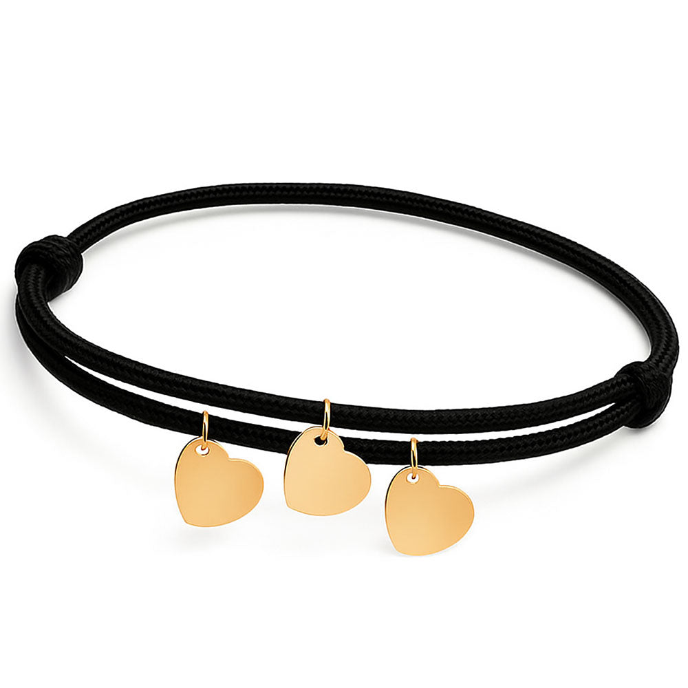 Gravur Armband aus Segeltau "Meine Liebsten" mit personalisierten Herz-Anhängern