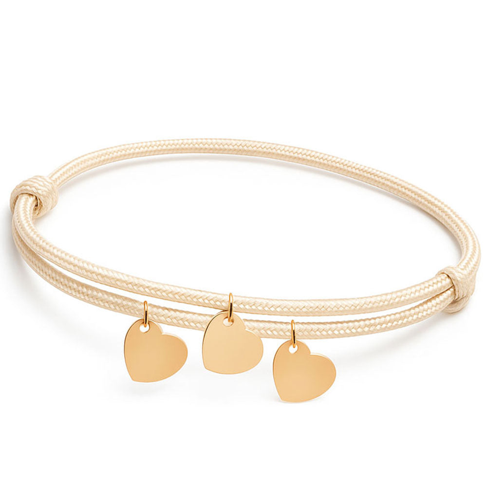 Gravur Armband aus Segeltau "Meine Liebsten" mit personalisierten Herz-Anhängern