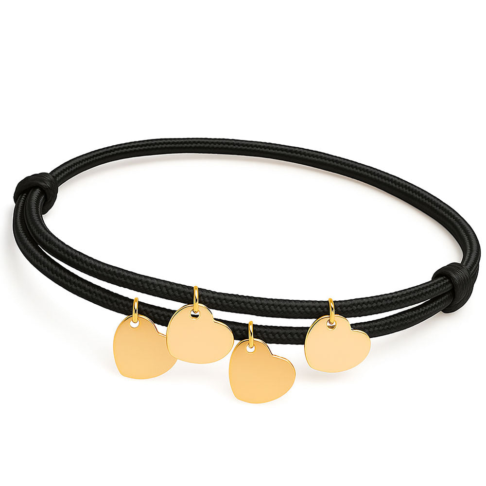 Gravur Armband aus Segeltau "Meine Liebsten" mit personalisierten Herz-Anhängern