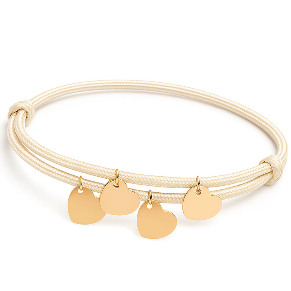 Gravur Armband aus Segeltau "Meine Liebsten" mit personalisierten Herz-Anhängern