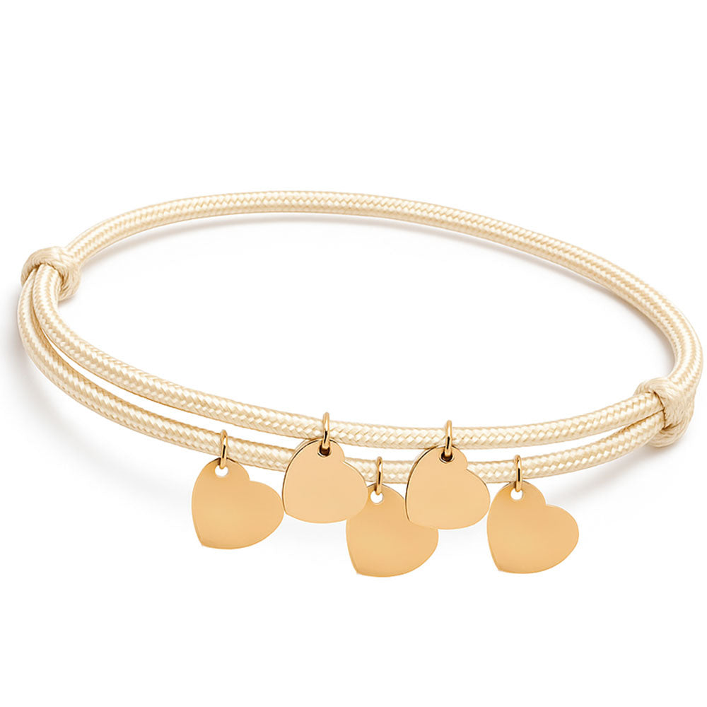 Gravur Armband aus Segeltau "Meine Liebsten" mit personalisierten Herz-Anhängern