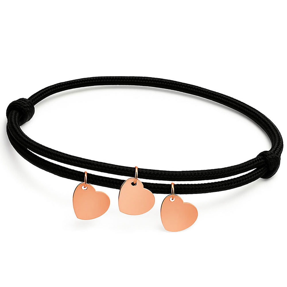 Gravur Armband aus Segeltau "Meine Liebsten" mit personalisierten Herz-Anhängern
