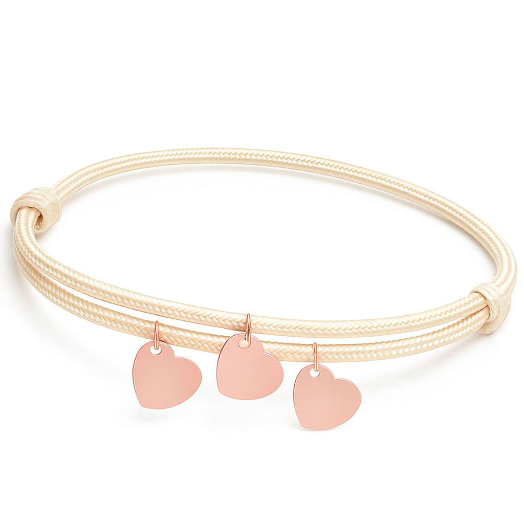 Gravur Armband aus Segeltau "Meine Liebsten" mit personalisierten Herz-Anhängern