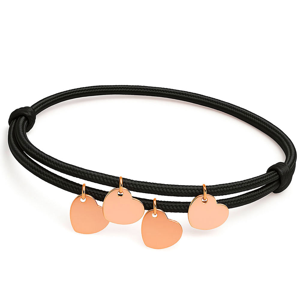 Gravur Armband aus Segeltau "Meine Liebsten" mit personalisierten Herz-Anhängern