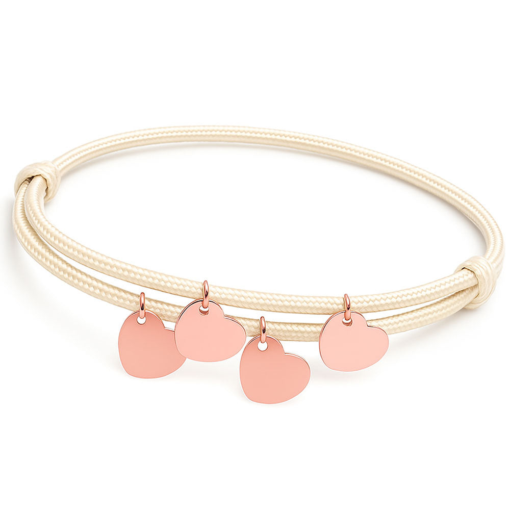 Gravur Armband aus Segeltau "Meine Liebsten" mit personalisierten Herz-Anhängern