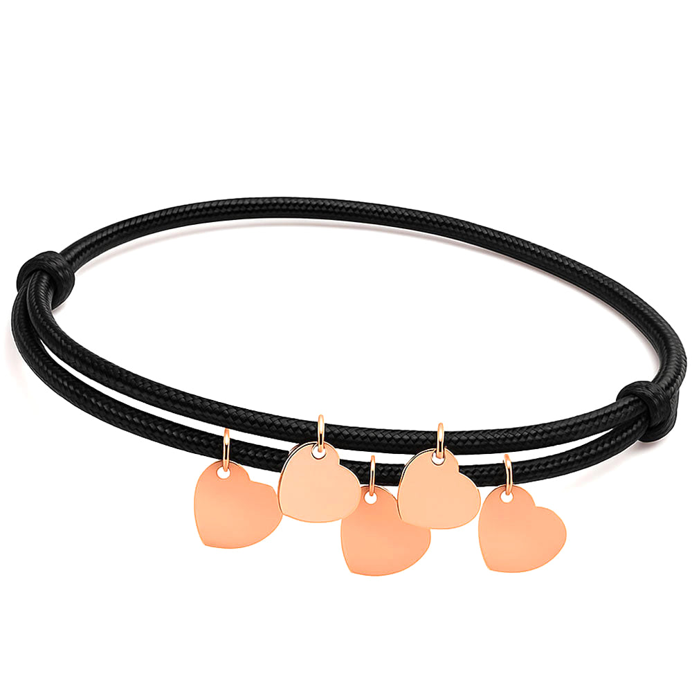 Gravur Armband aus Segeltau "Meine Liebsten" mit personalisierten Herz-Anhängern