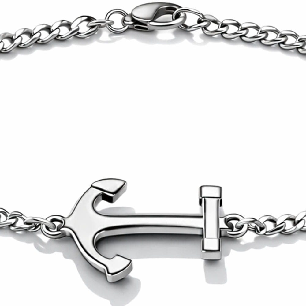 Für Herren: Anker-Gravur Armband mit Panzerkette