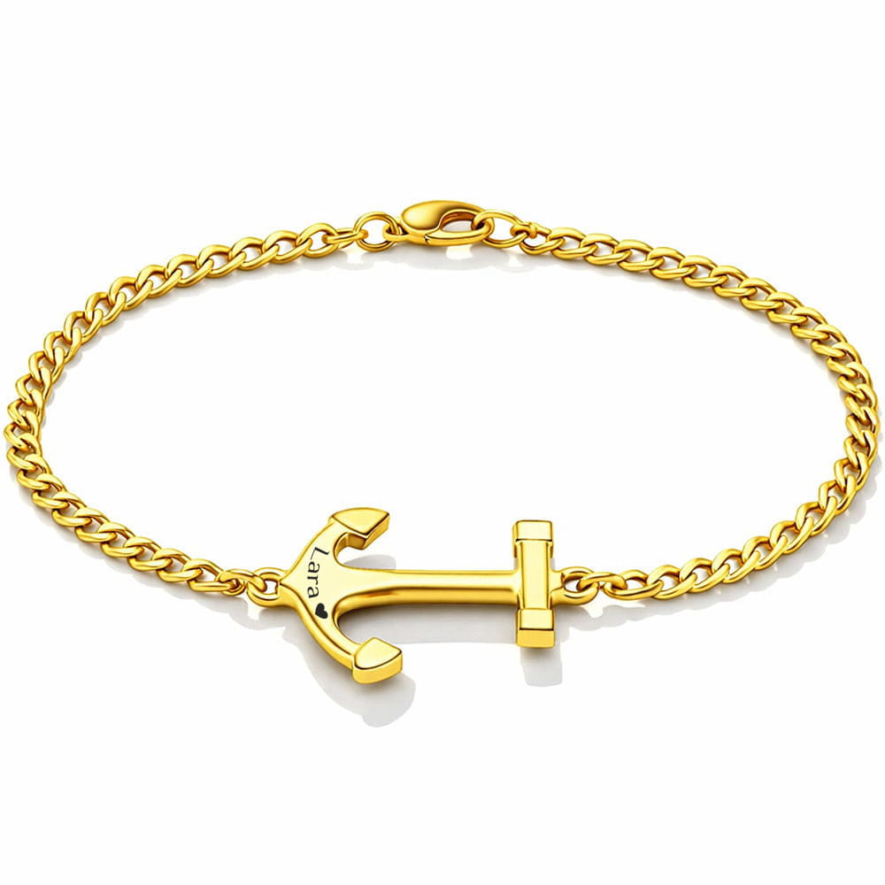 Für Herren: Anker-Gravur Armband mit Panzerkette