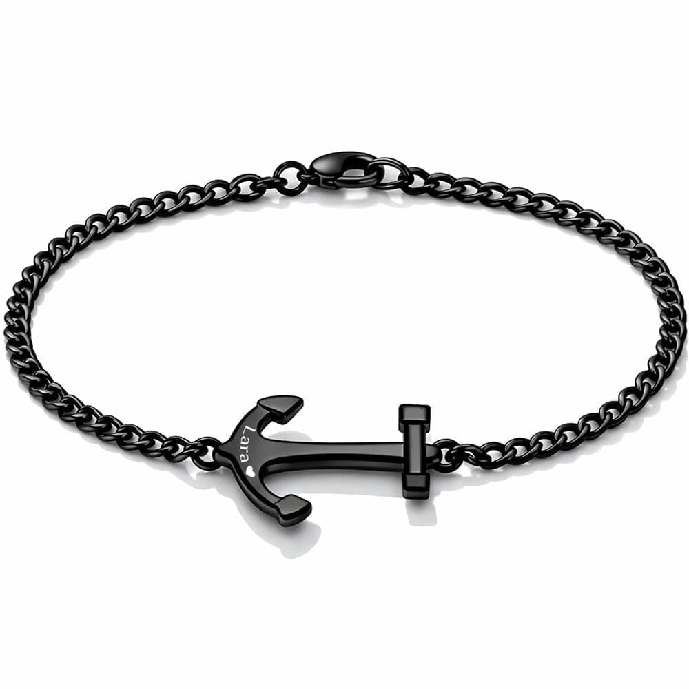 Für Herren: Anker-Gravur Armband mit Panzerkette