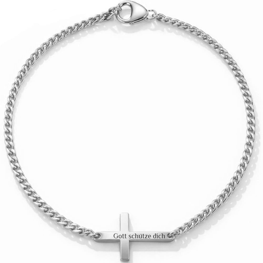 Für Damen: Dezentes Kreuz-Gravur Armband