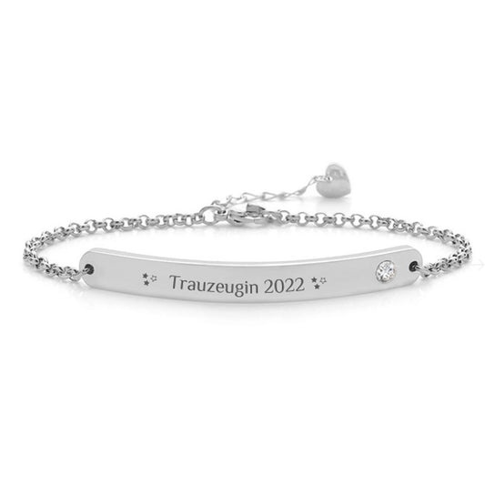 Armband mit individueller Wunschgravur & Kristall