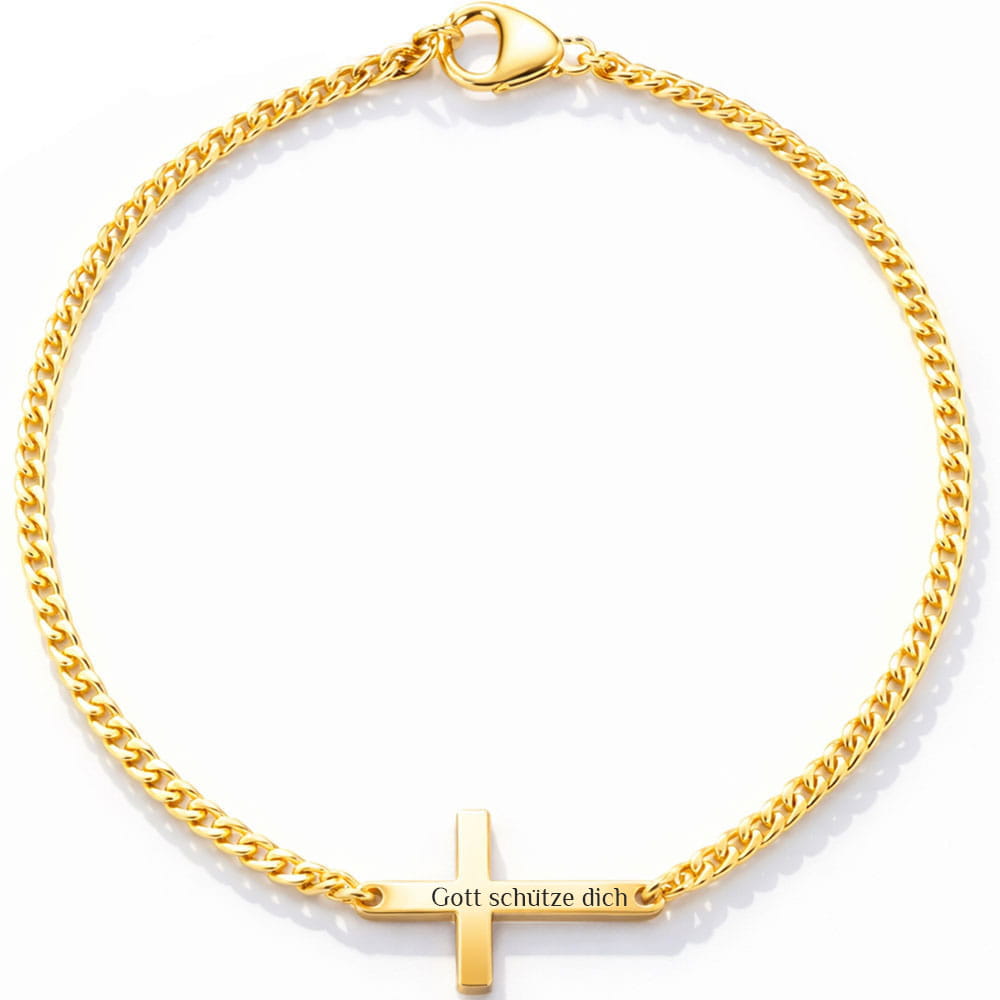 Für Damen: Dezentes Kreuz-Gravur Armband