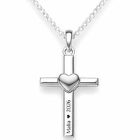 Gravur-Halskette Herz-Kreuz