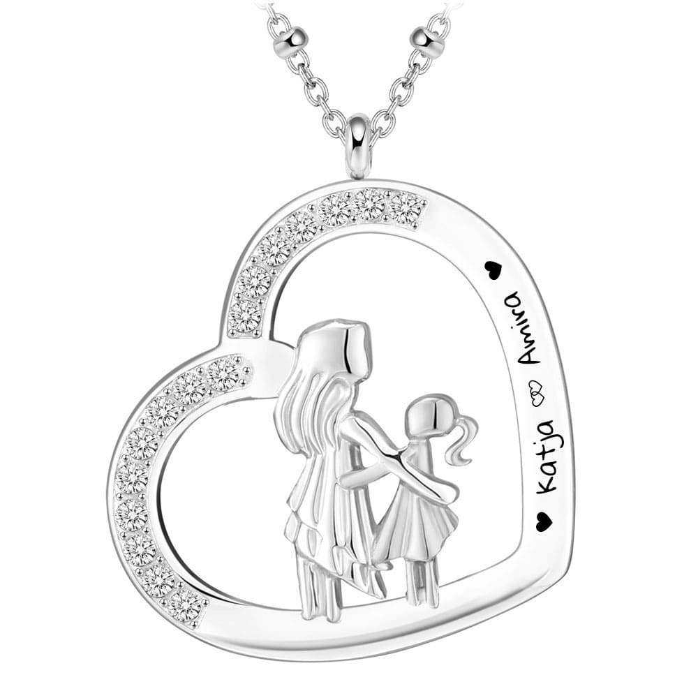 Herz-Halskette mit Gravur "große & kleine Schwester" | Personalisiertes Geschenk | Schwester
