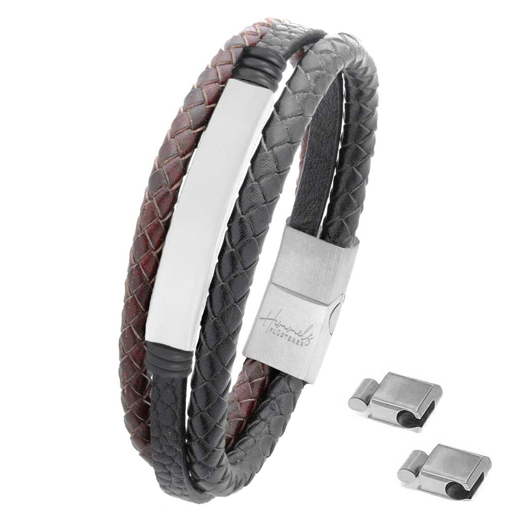 Für Herren: Leder Gravur-Armband Nr. 2 | individuelle Größenanpassung | Magnetischer Verschluss | Echtes Leder