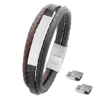 Für Herren: Leder Gravur-Armband Nr. 2 | individuelle Größenanpassung | Magnetischer Verschluss | Echtes Leder