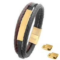 Für Herren: Leder Gravur-Armband Nr. 2 | individuelle Größenanpassung | Magnetischer Verschluss | Echtes Leder