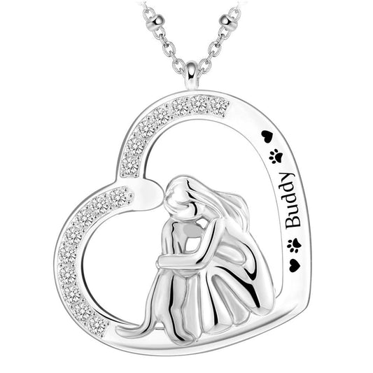 Herz-Halskette mit Gravur "I ♥ mein Hündchen" | Personalisiertes Geschenk | Haustier | Herrchen | Frauchen