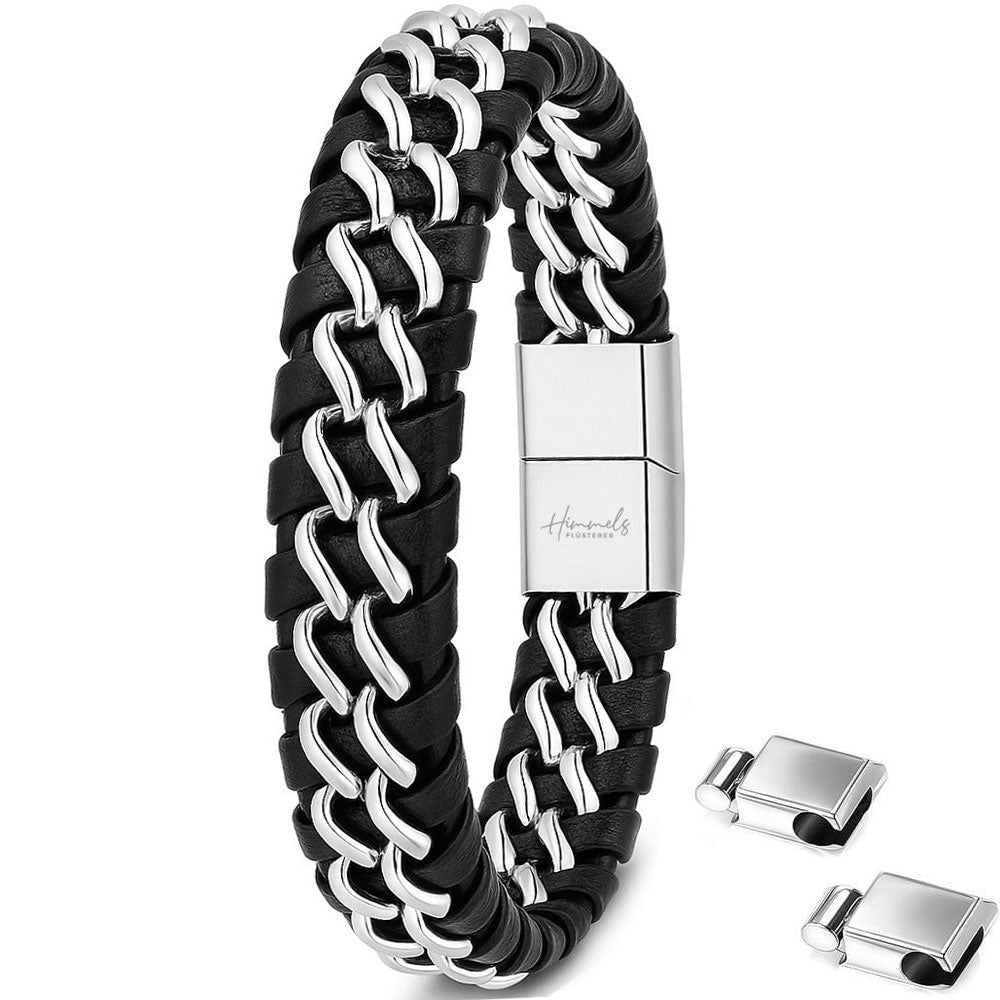 Für Herren: Leder-Edelstahl-Armband