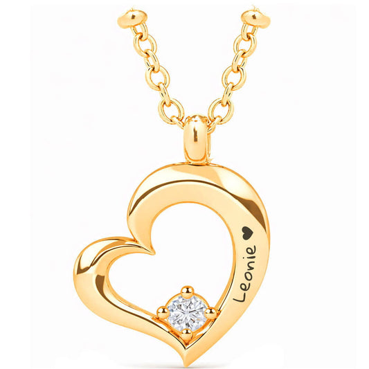 Gravur-Herz-Halskette „Funkelnde Eleganz“