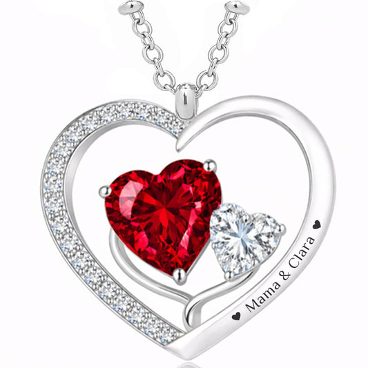 Gravur-Halskette „Zwei Herzen“ | Mama & Kind | Oma  & Enkelkind