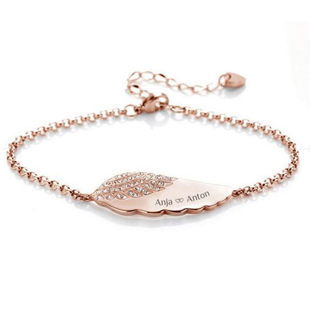 Engelsflügel-Armband für persönliche Gravur