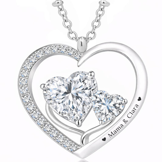 Gravur-Halskette „Zwei Herzen“ | Mama & Kind | Oma  & Enkelkind