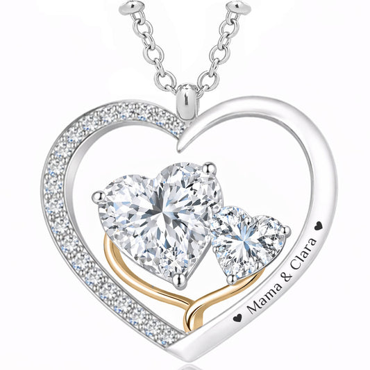 Gravur-Halskette „Zwei Herzen“ | Mama & Kind | Oma  & Enkelkind