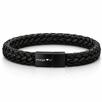 Für Herren:Leder-Edelstahl-Armband mit optionaler Gravur Nr. 10