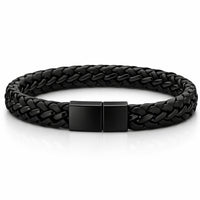 Für Herren:Leder-Edelstahl-Armband mit optionaler Gravur Nr. 10