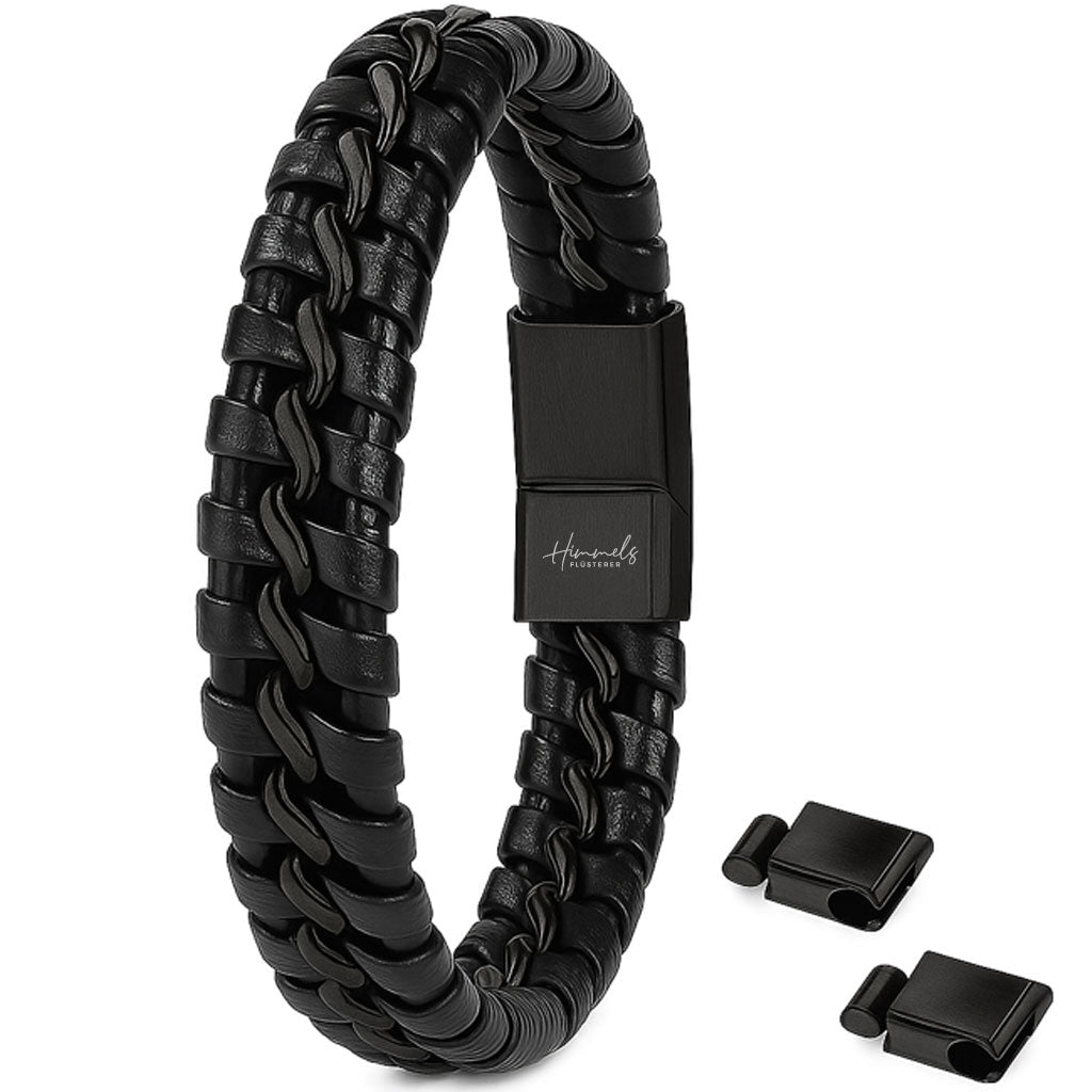 Für Herren:Leder-Edelstahl-Armband mit optionaler Gravur Nr. 10