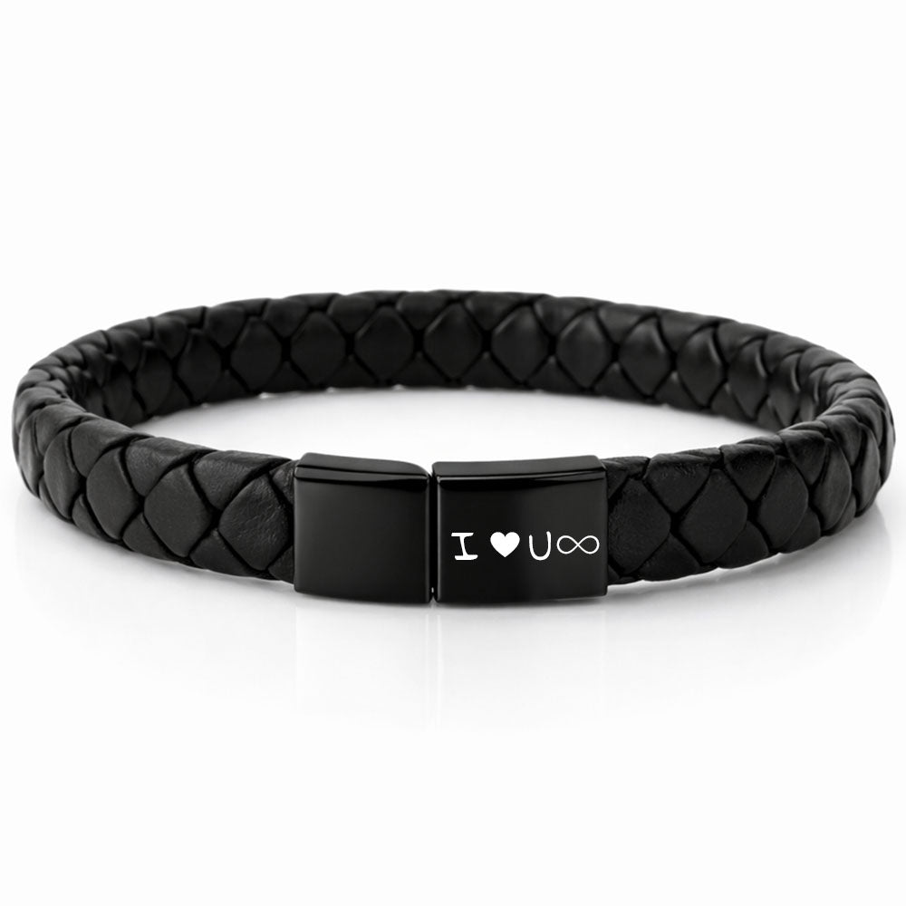 Für Herren:Leder-Edelstahl-Armband mit optionaler Gravur Nr. 11