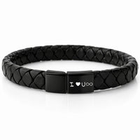 Für Herren:Leder-Edelstahl-Armband mit optionaler Gravur Nr. 11