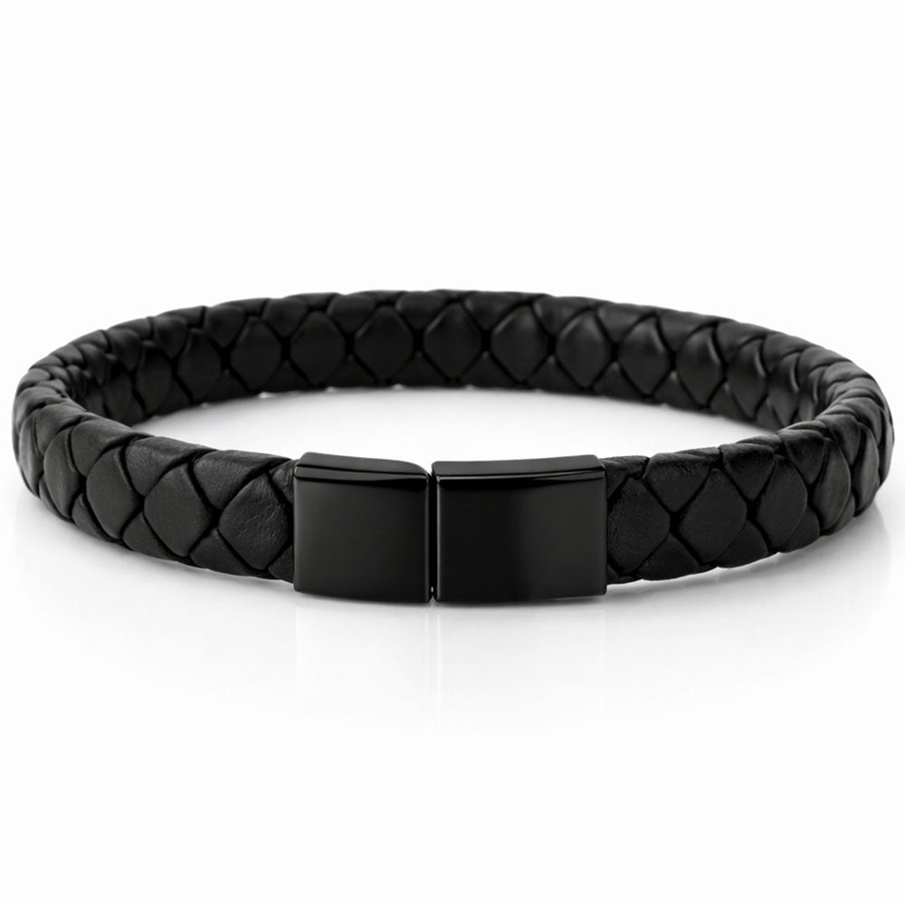 Für Herren:Leder-Edelstahl-Armband mit optionaler Gravur Nr. 11