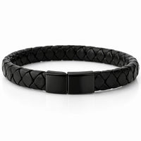 Für Herren:Leder-Edelstahl-Armband mit optionaler Gravur Nr. 11