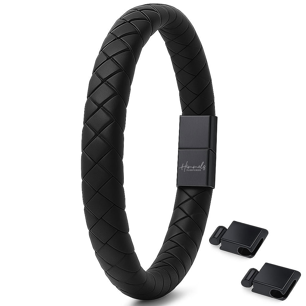 Für Herren:Leder-Edelstahl-Armband mit optionaler Gravur Nr. 11