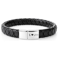 Für Herren:Leder-Edelstahl-Armband mit optionaler Gravur Nr. 11