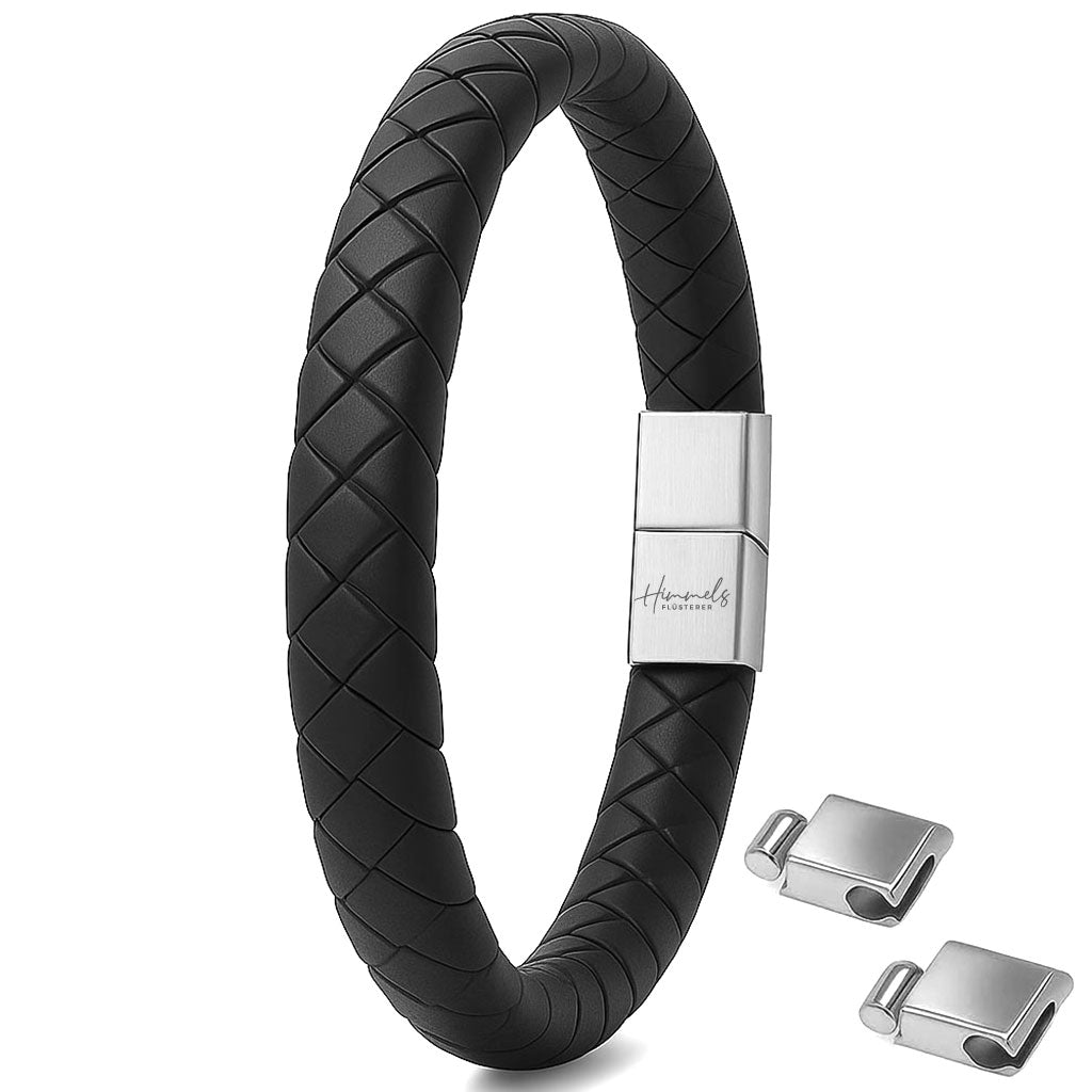 Für Herren:Leder-Edelstahl-Armband mit optionaler Gravur Nr. 11