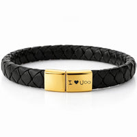 Für Herren:Leder-Edelstahl-Armband mit optionaler Gravur Nr. 11