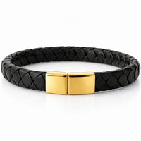 Für Herren:Leder-Edelstahl-Armband mit optionaler Gravur Nr. 11